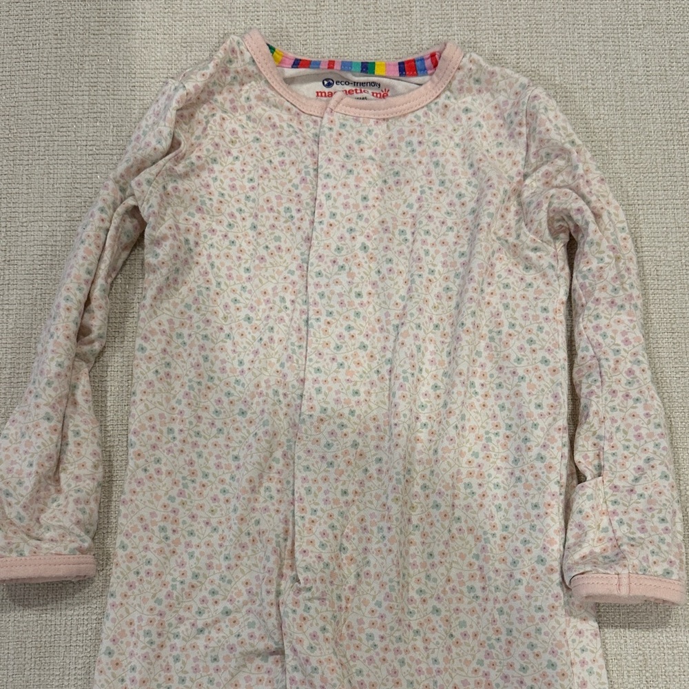 Magnetic Me Pink Floral Footie PJ - Picture 3 of 5